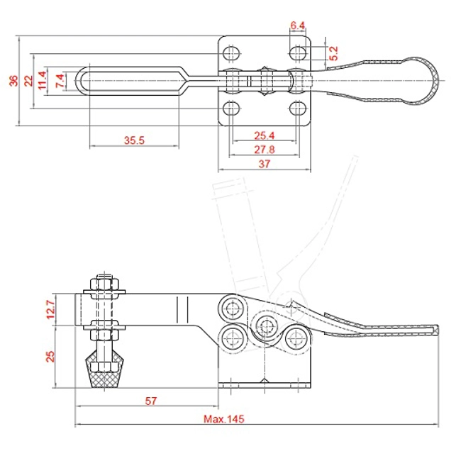Vendita online Bloccaggio orizzontale base piatta braccio regolabile 90 Kg. Inox